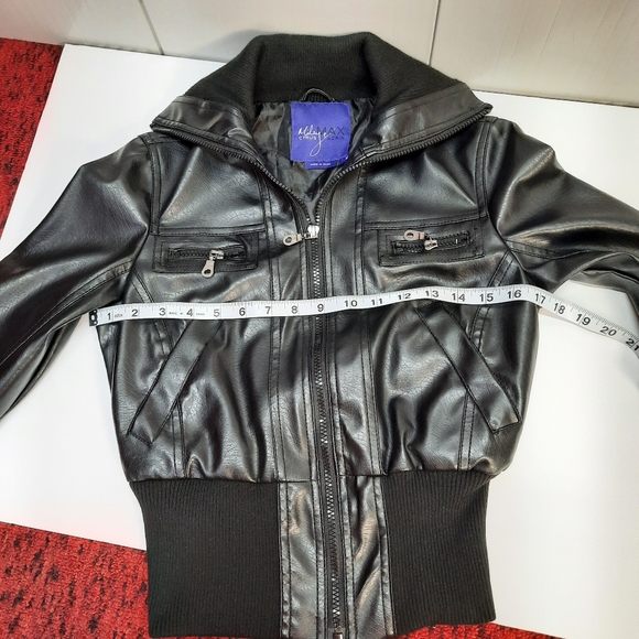 Miley Cyrus Max Azria Faux Leather Girl's Jacket Black size S - Picture 6 of 16